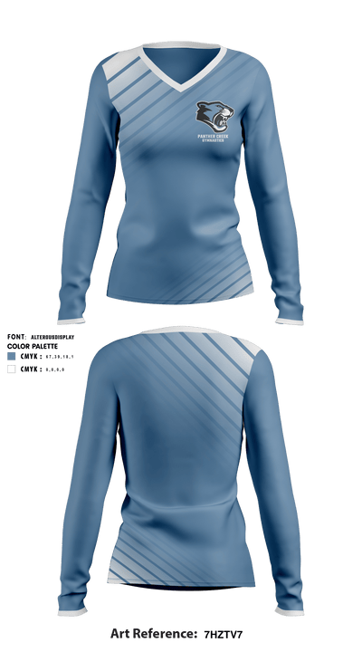 Panther Creek High School Gymnastics 12678149 Women's Long Sleeve V-neck Shirt - 1