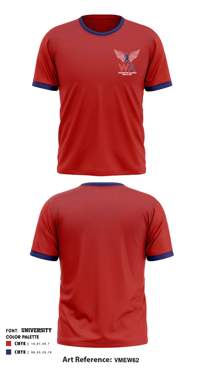 Washington Academy Wrestling 3063553 Short Sleeve Rash Guard Shirt - 1