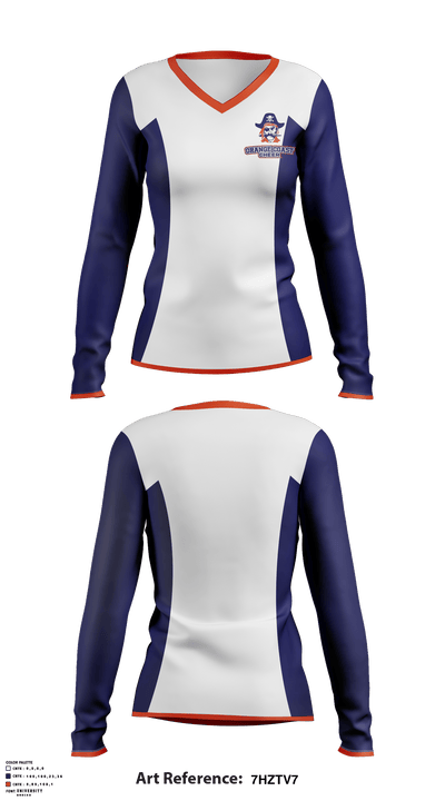 Orange Coast College Cheer 35245430 Women's Long Sleeve V-neck Shirt - 2
