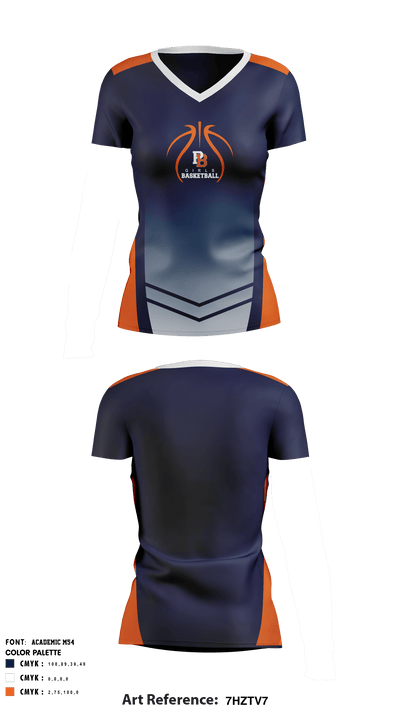 Poston Butte High School Basketball 66758149 Women's Short Sleeve V-neck Shirt - 1