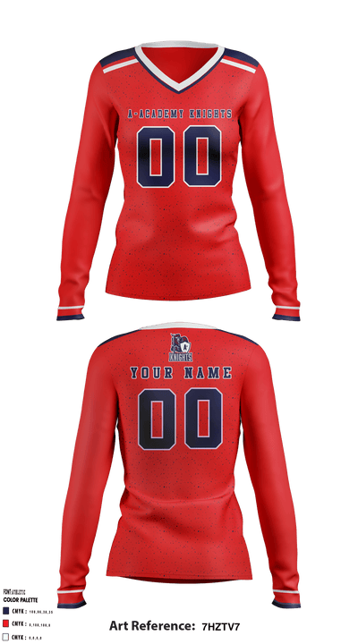 A Plus Academy Women's Volleyball 76998326 Women's Long Sleeve V-neck Shirt - 2