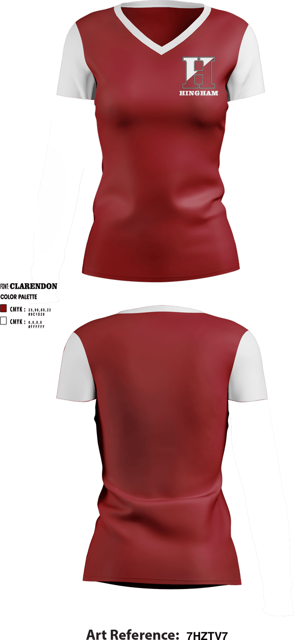 Women's Short Sleeve Vneck Shirt, Hingham High School, Spirit Store, Teamtime, Team time, sublimation, custom sports apparel, team uniforms, spirit wear, spiritwear, sports uniforms, custom shirts, team store, custom team store, fundraiser sports, apparel fundraiser
