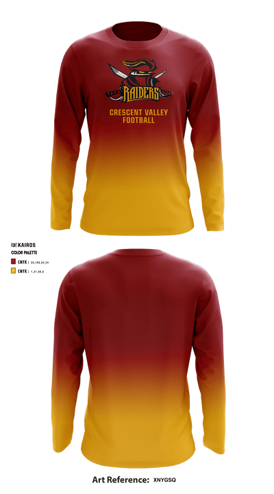 Crescent Valley High School Football 19208274 Long Sleeve Performance Shirt - 1