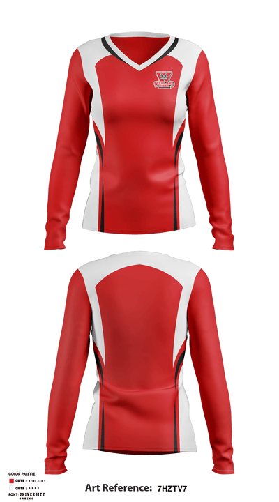Woodland High School Cheer 1987652 Women's Long Sleeve V-neck Shirt - 1