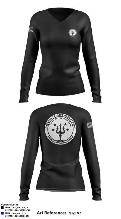 Crime Suppression Team 95365970 Women's Long Sleeve V-neck Shirt - 1