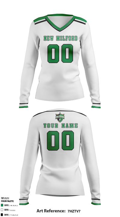 New Milford High School Volleyball 88800012 Women's Long Sleeve V-neck Shirt - 2