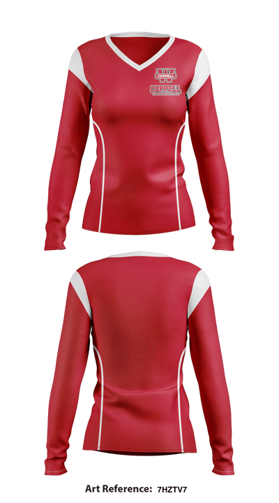 Coppell Middle School West Basketball 46896229 Women's Long Sleeve V-neck Shirt - 1