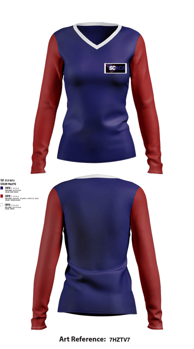 North/South Softball – South Carolina Coaches Association 22382956 Women's Long Sleeve V-neck Shirt - 1