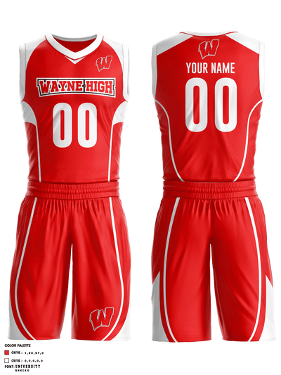 Wayne High School Basketball 71614044 Basketball Uniform - 1