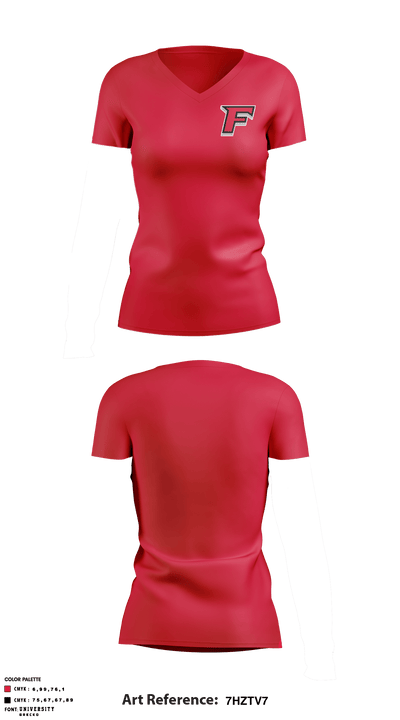 Fairfield University Volleyball 10827047 Women's Short Sleeve V-neck Shirt - 2