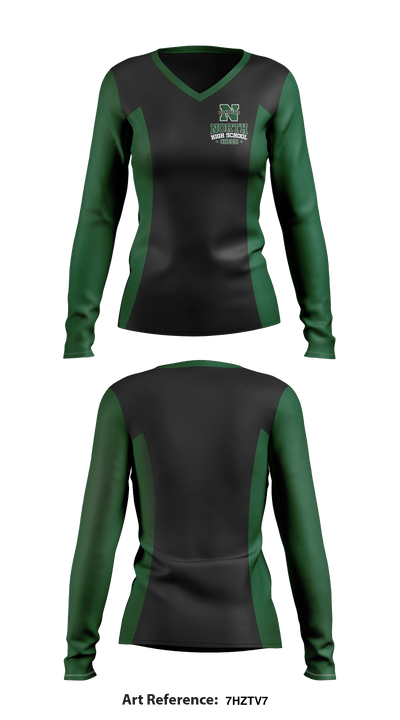 North High School Cheer 76587245 Women's Long Sleeve V-neck Shirt - 1