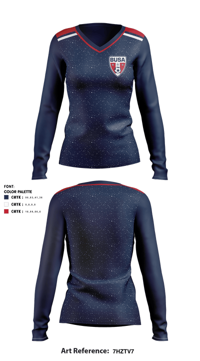 BUSA 13833283 Women's Long Sleeve V-neck Shirt - 1