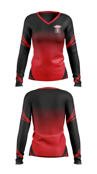 Castleberry High School Cheer 36149140 Women's Long Sleeve V-neck Shirt - 1