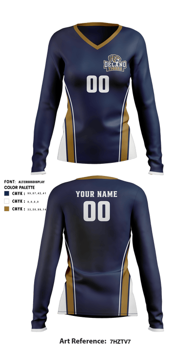 Delano High School Volleyball 14808465 Women's Long Sleeve V-neck Shirt - 1