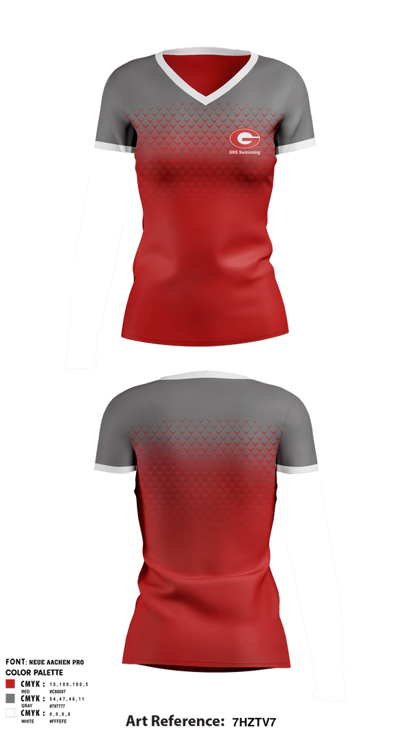 Women's Short Sleeve Vneck Shirt, GHS Swimming, Swimming, Teamtime, Team time, sublimation, custom sports apparel, team uniforms, spirit wear, spiritwear, sports uniforms, custom shirts, team store, custom team store, fundraiser sports, apparel fundraiser