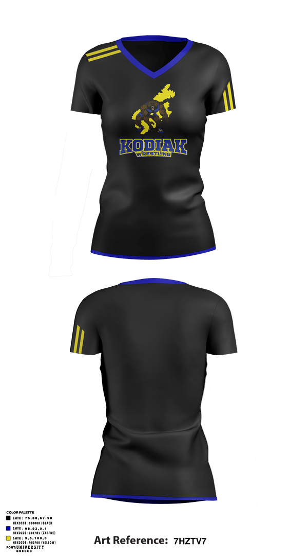 Women's Short Sleeve Vneck Shirt, Kodiak Wrestling Club, Wrestling, Teamtime, Team time, sublimation, custom sports apparel, team uniforms, spirit wear, spiritwear, sports uniforms, custom shirts, team store, custom team store, fundraiser sports, apparel fundraiser
