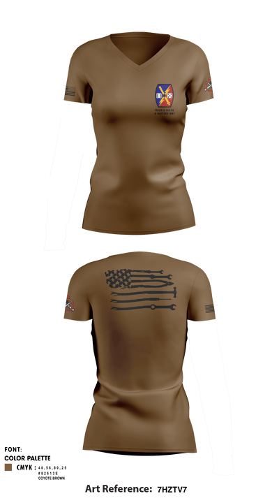732nd 5-113 FA B Battery MST 32586905 Women's Short Sleeve V-neck Shirt - 3