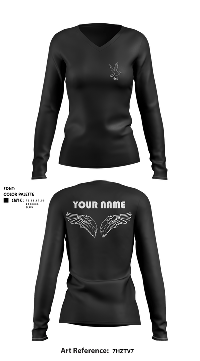 EnL 22806927 Women's Long Sleeve V-neck Shirt - 1