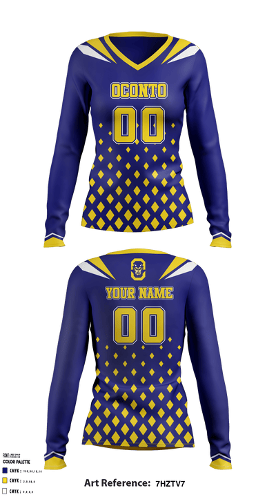 Oconto High School Volleyball 41591777 Women's Long Sleeve V-neck Shirt - 1