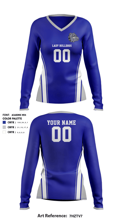 Mastery South Lady Bulldogs 88871826 Women's Long Sleeve V-neck Shirt - 1