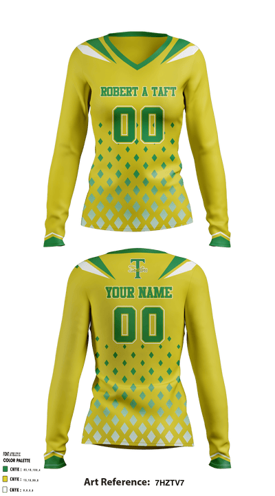 Robert A Taft Information Technology High School Volleyball 73542738 Women's Long Sleeve V-neck Shirt - 2