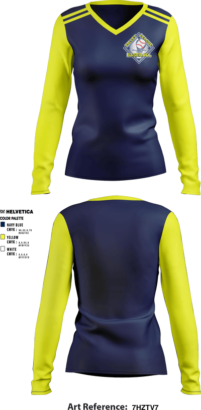 Valley Baseball League 3936666 Women's Long Sleeve V-neck Shirt - 2
