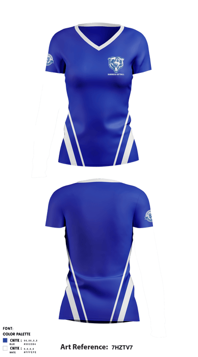 Barringer High School Softball 58967989 Women's Short Sleeve V-neck Shirt - 1