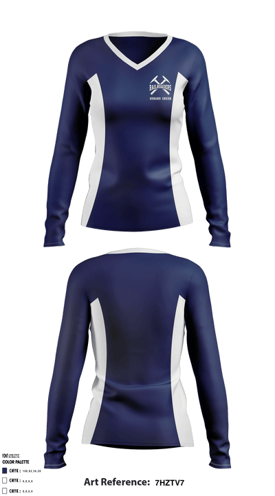 Durand High School Cheer 28550750 Women's Long Sleeve V-neck Shirt - 1