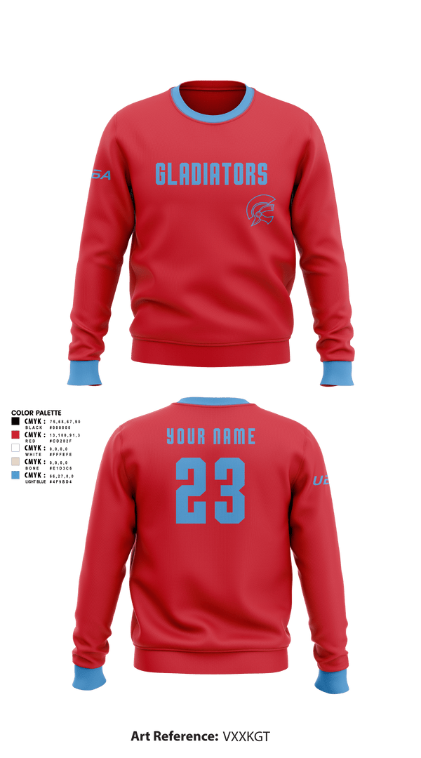 Crew Neck Sweatshirt, Gladiator Gold, Baseball, Teamtime, Team time, sublimation, custom sports apparel, team uniforms, spirit wear, spiritwear, sports uniforms, custom shirts, team store, custom team store, fundraiser sports, apparel fundraiser
