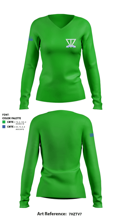 Vermont Army Aviation 6471580 Women's Long Sleeve V-neck Shirt - 1
