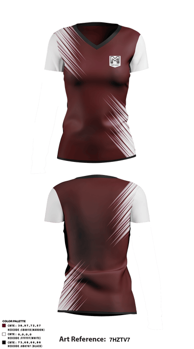 Marion County High School Softball 14103191 Women's Short Sleeve V-neck Shirt - 1