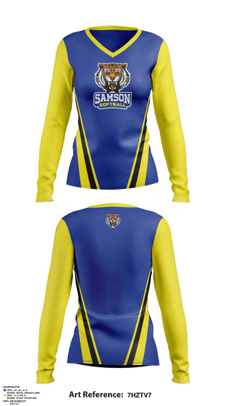 Women's Long Sleeve Vneck Shirt, Samson High School Softball, Softball, Teamtime, Team time, sublimation, custom sports apparel, team uniforms, spirit wear, spiritwear, sports uniforms, custom shirts, team store, custom team store, fundraiser sports, apparel fundraiser