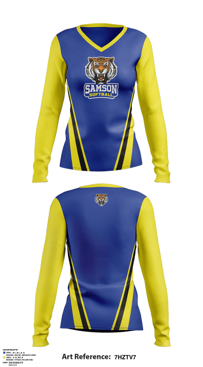 Samson High School Softball 21752962 Women's Long Sleeve V-neck Shirt - 1