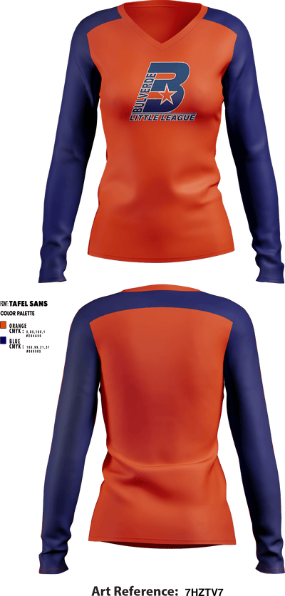 Bulverde Little League 54974277 Women's Long Sleeve V-neck Shirt - 1