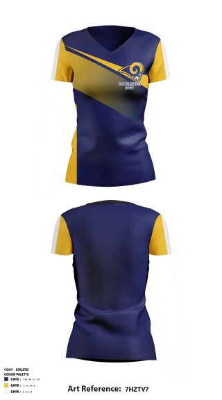 Women's Short Sleeve Vneck Shirt, Southeastern Rams, Football, Teamtime, Team time, sublimation, custom sports apparel, team uniforms, spirit wear, spiritwear, sports uniforms, custom shirts, team store, custom team store, fundraiser sports, apparel fundraiser