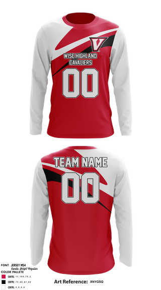 Long Sleeve Performance Shirt, Wise Highland Cavaliers, Football, Teamtime, Team time, sublimation, custom sports apparel, team uniforms, spirit wear, spiritwear, sports uniforms, custom shirts, team store, custom team store, fundraiser sports, apparel fundraiser