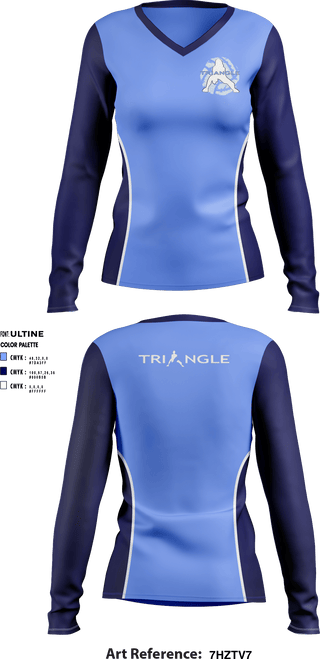 Women's Long Sleeve Vneck Shirt, Triangle Volleyball Club, Women's Volleyball, Teamtime, Team time, sublimation, custom sports apparel, team uniforms, spirit wear, spiritwear, sports uniforms, custom shirts, team store, custom team store, fundraiser sports, apparel fundraiser