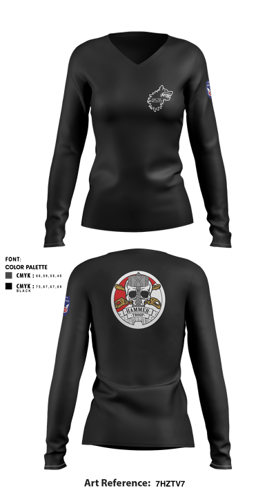 HHT, 5-1 CAV 78942077 Women's Long Sleeve V-neck Shirt - 2