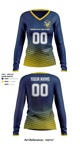Women's Long Sleeve Vneck Shirt, Moreno Valley High School Women's Volleyball, Women's Volleyball, Teamtime, Team time, sublimation, custom sports apparel, team uniforms, spirit wear, spiritwear, sports uniforms, custom shirts, team store, custom team store, fundraiser sports, apparel fundraiser