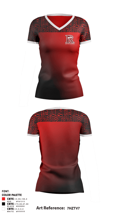 Renton Redhawks 34124165 Women's Short Sleeve V-neck Shirt - 1