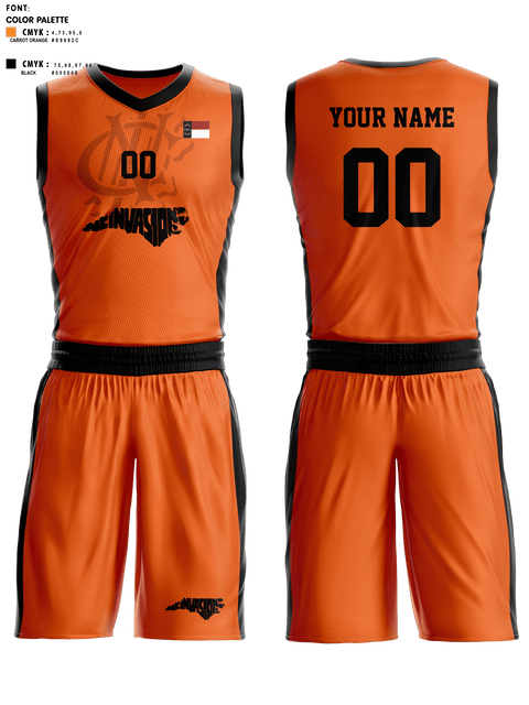 Basketball Uniform, NC INVASION, Men's Basketball, Teamtime, Team time, sublimation, custom sports apparel, team uniforms, spirit wear, spiritwear, sports uniforms, custom shirts, team store, custom team store, fundraiser sports, apparel fundraiser