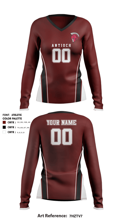 Antioch Middle School Volleyball 9817929 Women's Long Sleeve V-neck Shirt - 1