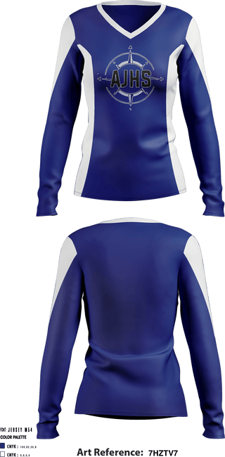 Women's Long Sleeve Vneck Shirt, Auburn Junior High School Cheer, School Spirit Store, Teamtime, Team time, sublimation, custom sports apparel, team uniforms, spirit wear, spiritwear, sports uniforms, custom shirts, team store, custom team store, fundraiser sports, apparel fundraiser