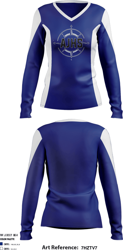 Auburn Junior High School Cheer 19595021 Women's Long Sleeve V-neck Shirt - 1