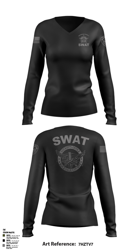 Women's Long Sleeve Vneck Shirt, RCSO Fugitive Unit, Police, Teamtime, Team time, sublimation, custom sports apparel, team uniforms, spirit wear, spiritwear, sports uniforms, custom shirts, team store, custom team store, fundraiser sports, apparel fundraiser
