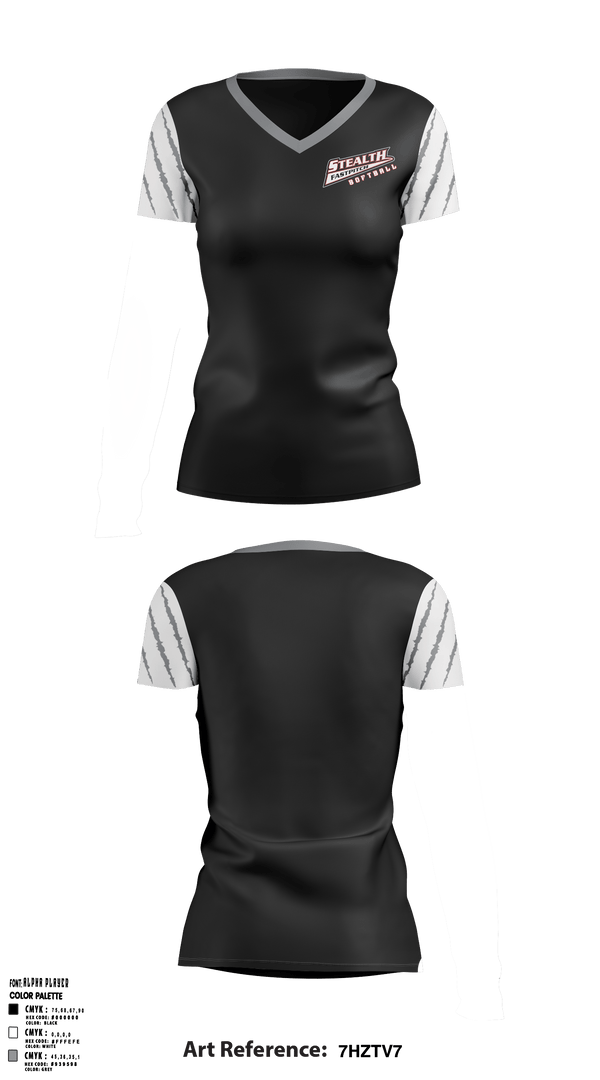Women's Short Sleeve Vneck Shirt, Stealth Softball Org, Softball, Teamtime, Team time, sublimation, custom sports apparel, team uniforms, spirit wear, spiritwear, sports uniforms, custom shirts, team store, custom team store, fundraiser sports, apparel fundraiser