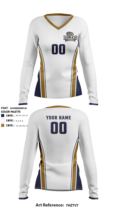 Delano High School Volleyball 14808465 Women's Long Sleeve V-neck Shirt - 2