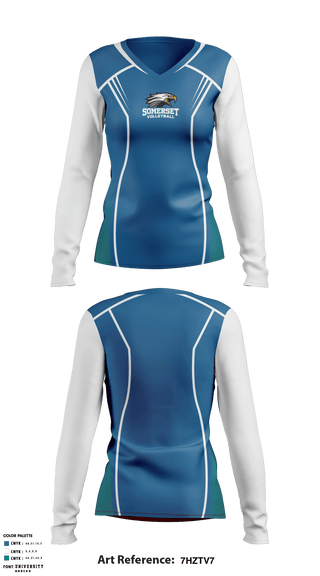 Women's Long Sleeve Vneck Shirt, Somerset Academy Sky Pointe Volleyball, Women's Volleyball, Teamtime, Team time, sublimation, custom sports apparel, team uniforms, spirit wear, spiritwear, sports uniforms, custom shirts, team store, custom team store, fundraiser sports, apparel fundraiser