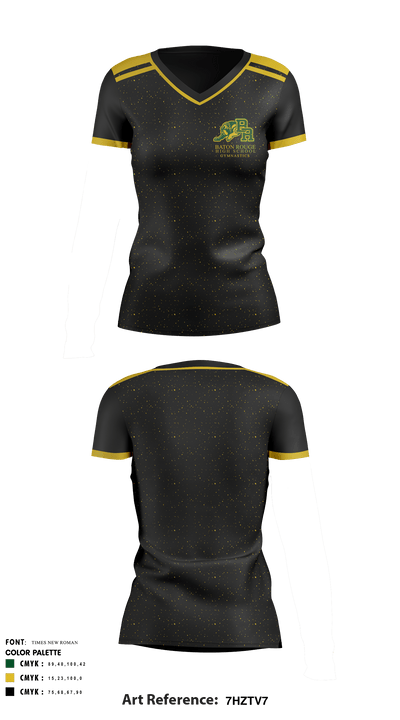 Baton Rouge Magnet High School Gymnastics 22417261 Women's Short Sleeve V-neck Shirt - 2
