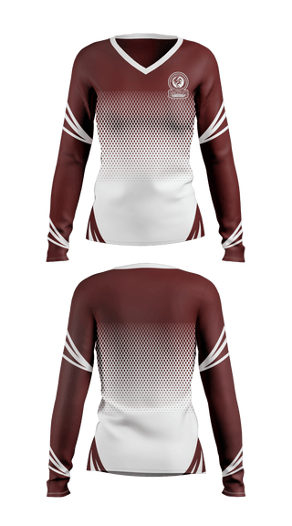 Women's Long Sleeve Vneck Shirt, Durham Middle School Cheer, School Spirit Store, Teamtime, Team time, sublimation, custom sports apparel, team uniforms, spirit wear, spiritwear, sports uniforms, custom shirts, team store, custom team store, fundraiser sports, apparel fundraiser